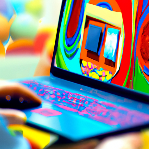 Bright Colored Website On Laptop Oil Pai 512x512 60426314